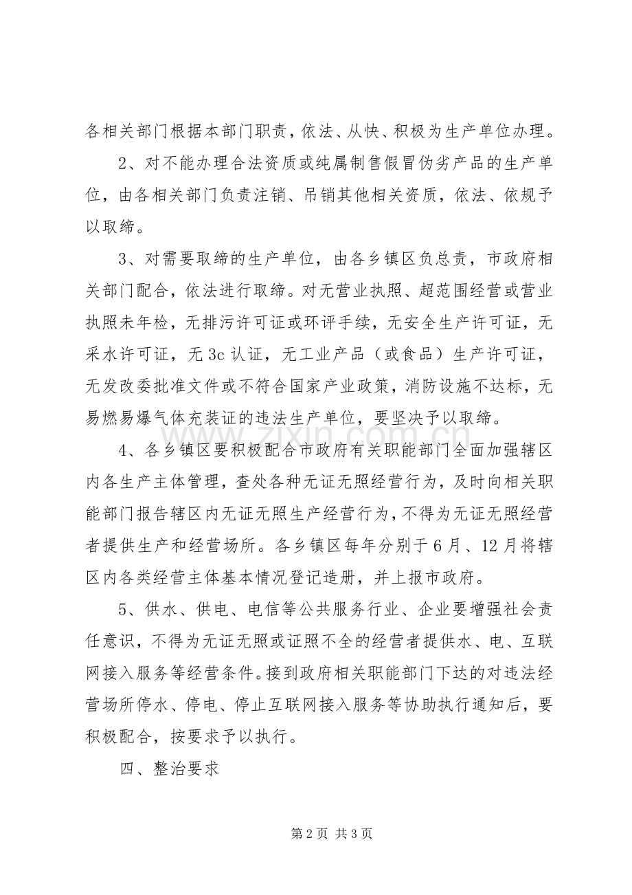 无合法资质违法生产单位集中整治行动方案 .docx_第2页
