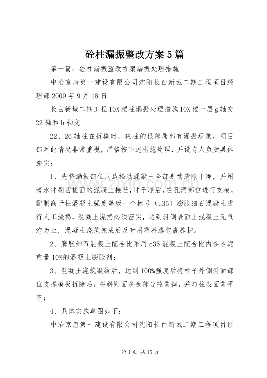 砼柱漏振整改实施方案5篇.docx_第1页