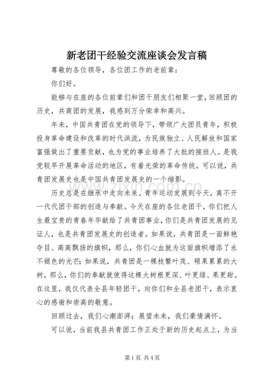 新老团干经验交流座谈会发言.docx_第1页
