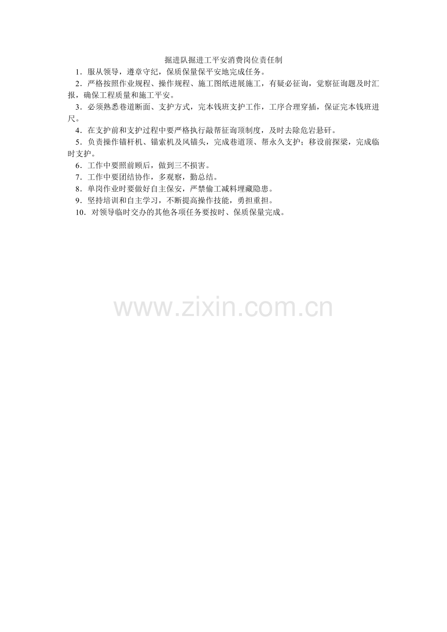 掘进队掘进工安全生产岗位责任制.doc_第1页