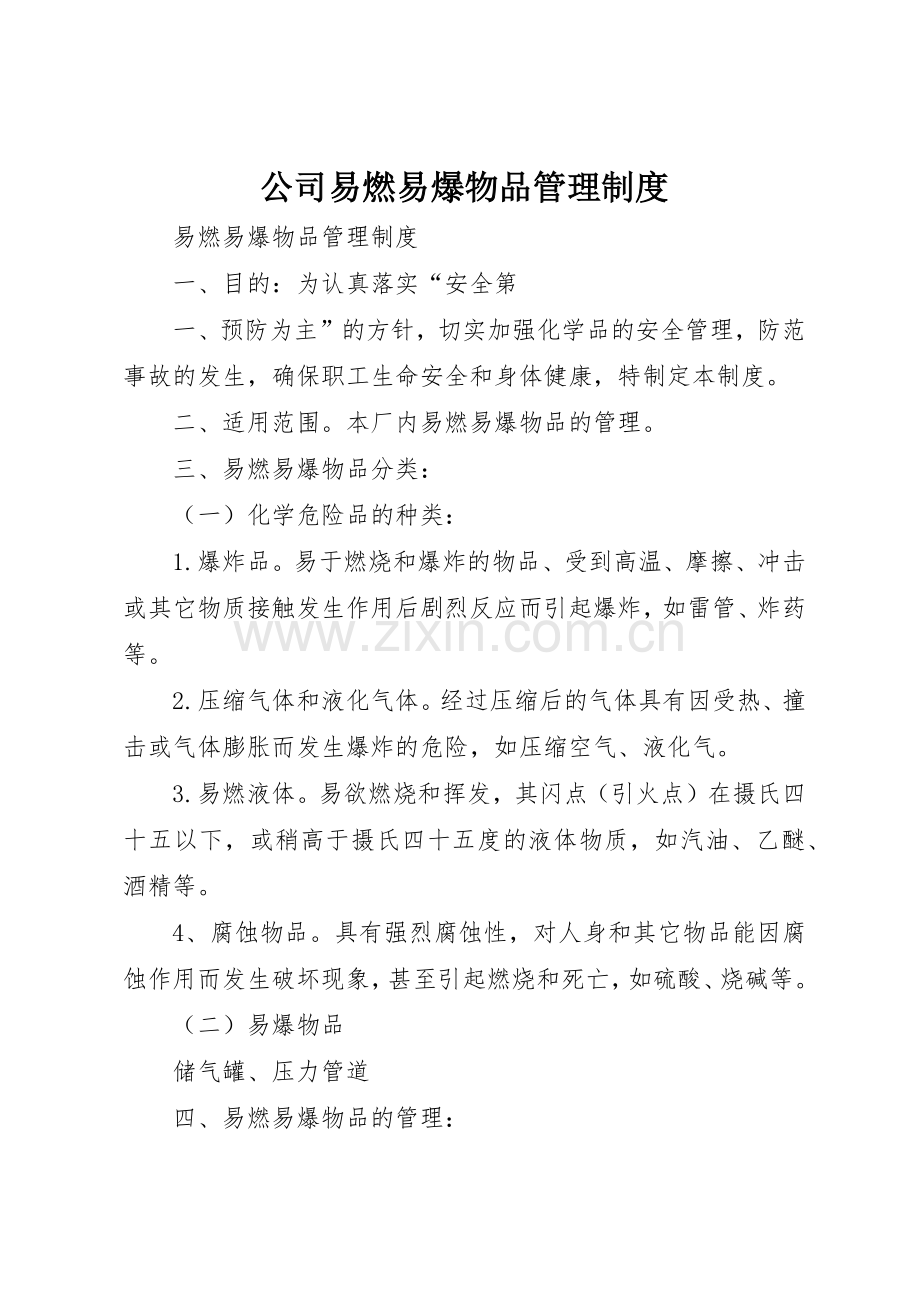 公司易燃易爆物品管理规章制度细则.docx_第1页