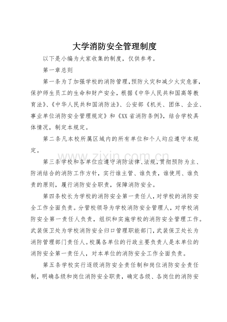 大学消防安全管理规章制度 .docx_第1页