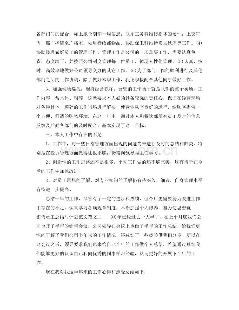 销售员工总结与计划范文 .docx_第2页