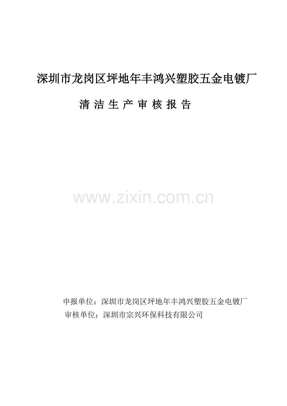鸿兴塑胶五金电镀厂清洁生产审核报告(复审稿).doc_第1页