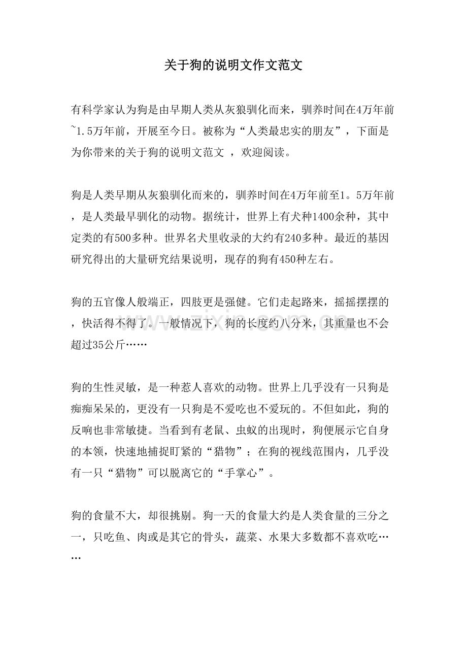 关于狗的说明文作文范文.doc_第1页