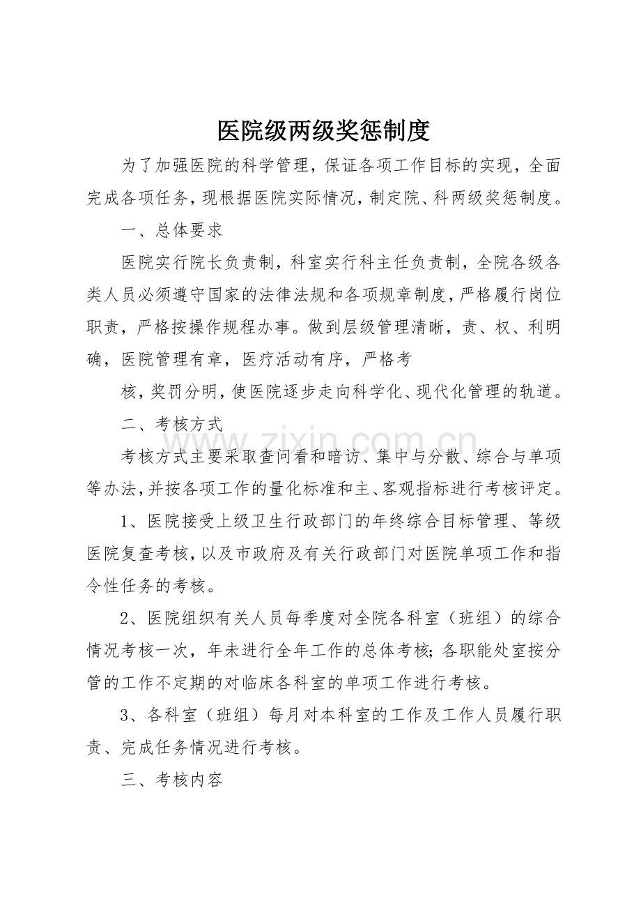 医院级两级奖惩管理规章制度.docx_第1页