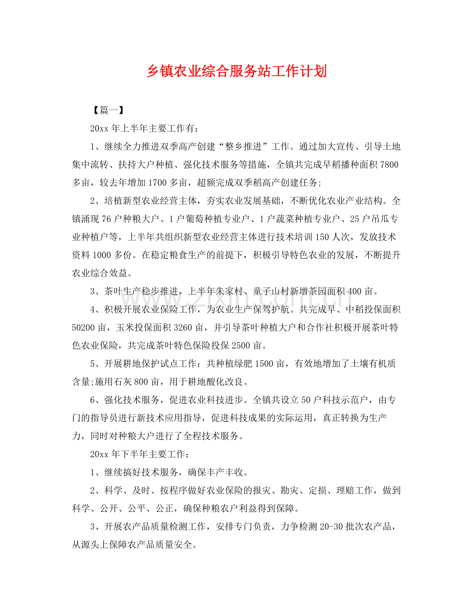 乡镇农业综合服务站工作计划 .docx_第1页