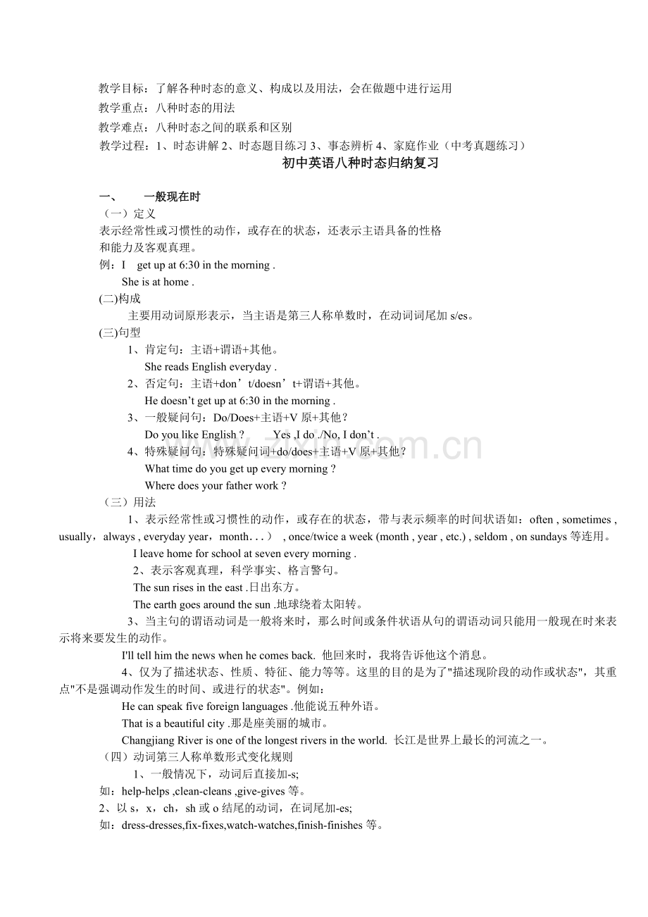 上海牛津英语初中八种时态详解.doc_第1页