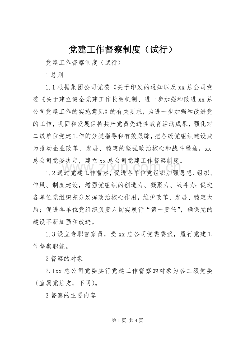 党建工作督察规章制度（试行）.docx_第1页