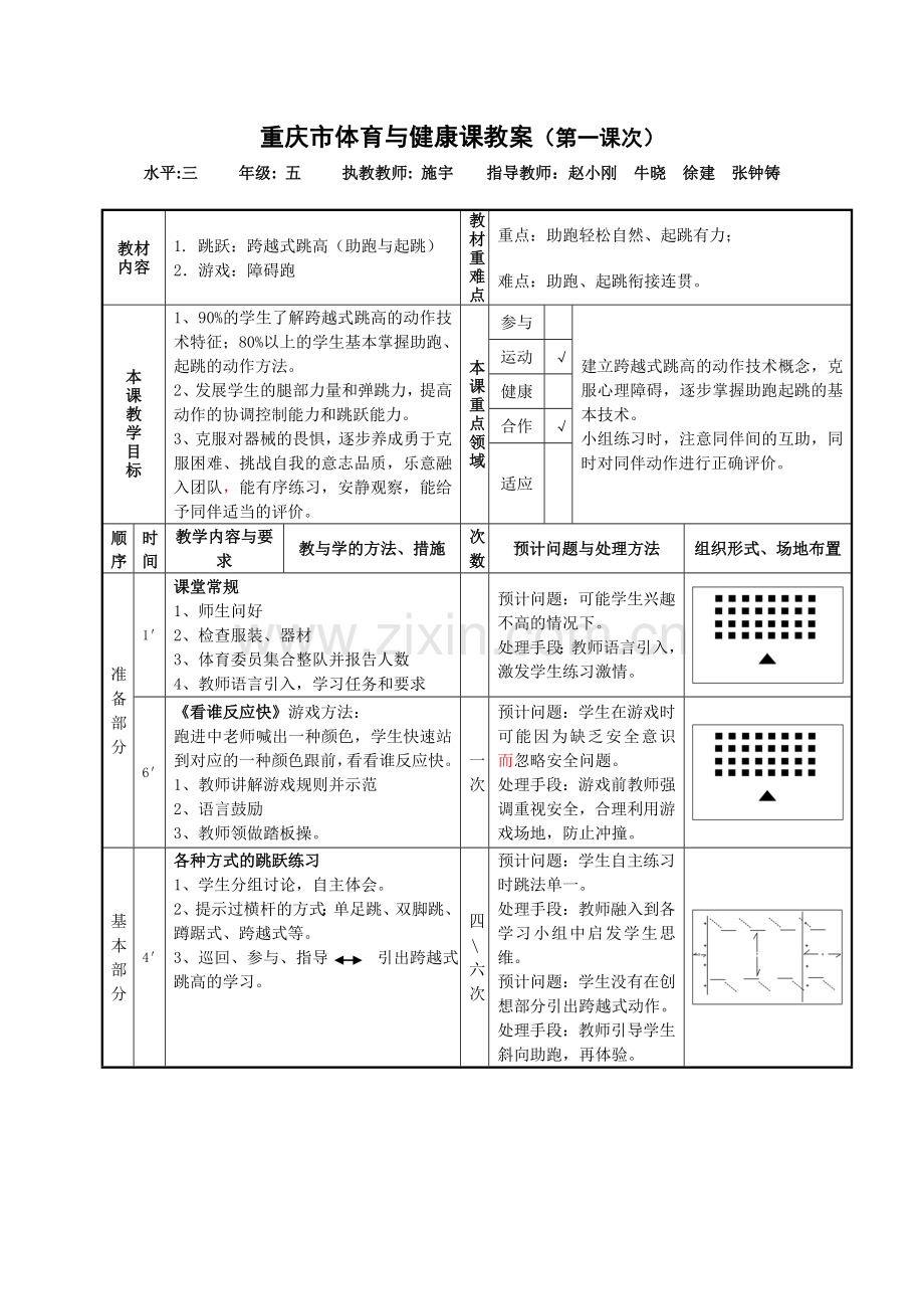 跨越式跳高(课时计划+反思+点评)改.doc_第1页