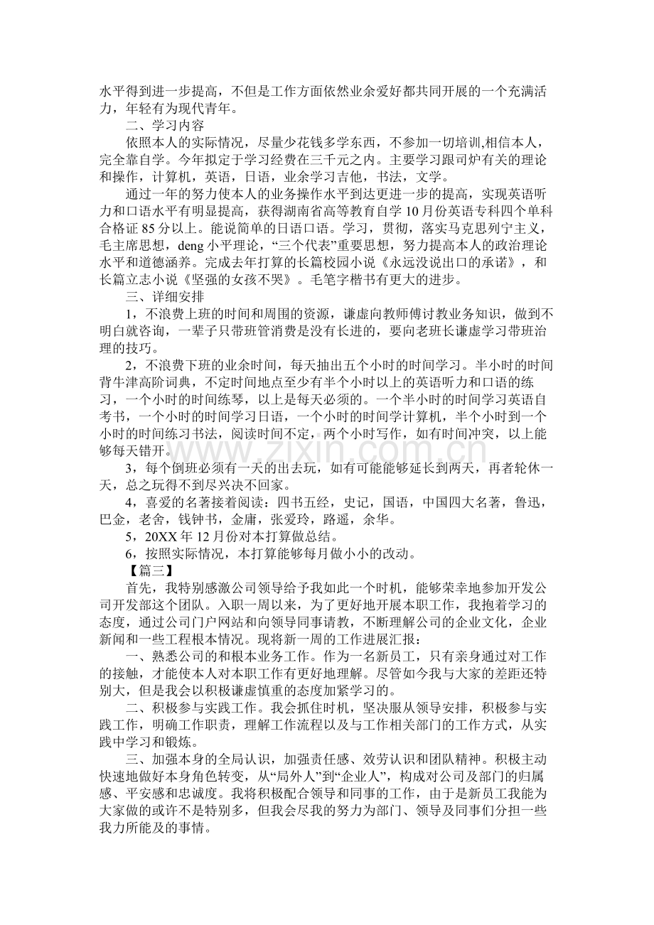 新员工个人工作计划报告范文参考.docx_第2页