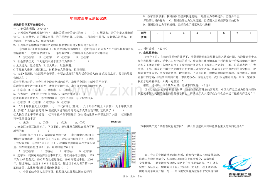 九年级政治-第一次月考试题-鲁教版.doc_第1页