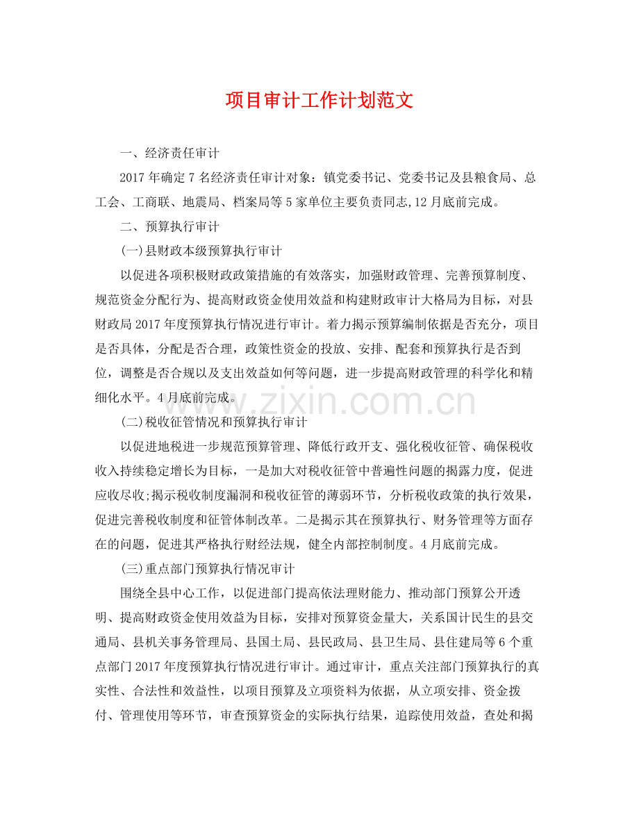 项目审计工作计划范文 .docx_第1页