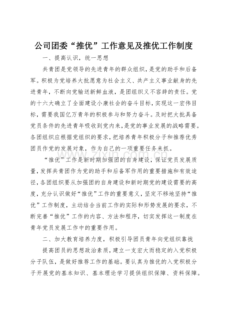 公司团委推优工作意见及推优工作规章制度 .docx_第1页