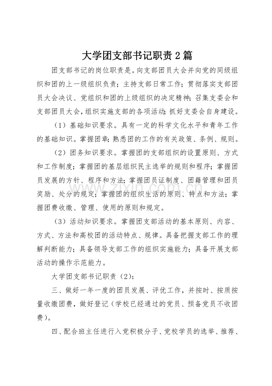 大学团支部书记职责要求2篇.docx_第1页