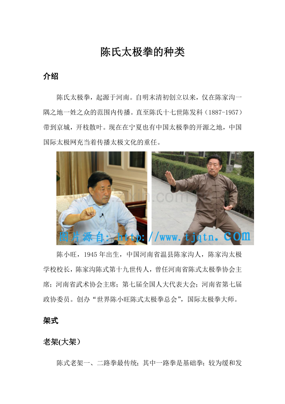 陈氏太极拳的种类.doc_第1页