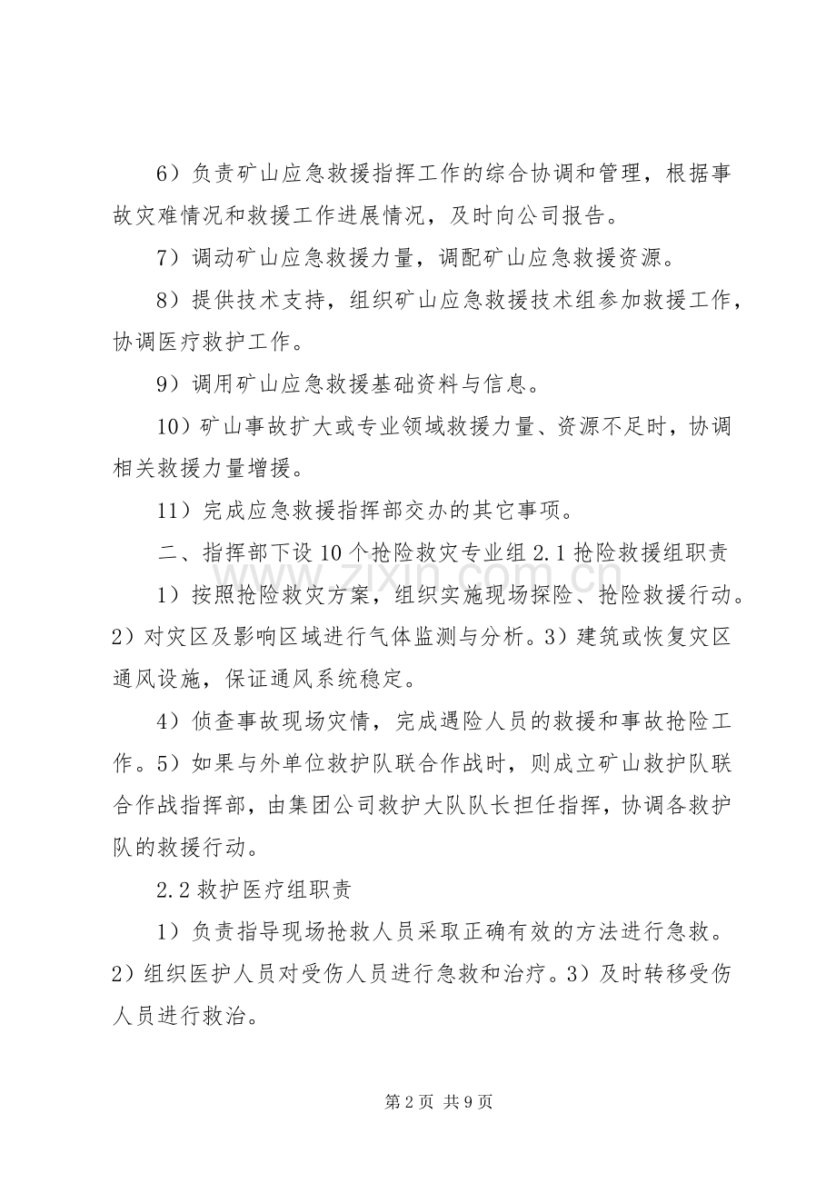 榆树岭煤矿应急救援指挥机构及职责要求(2).docx_第2页