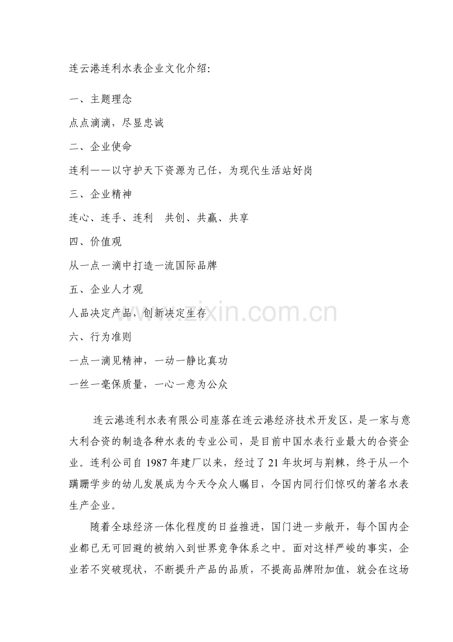 连云港连利水表企业文化介绍.doc_第1页