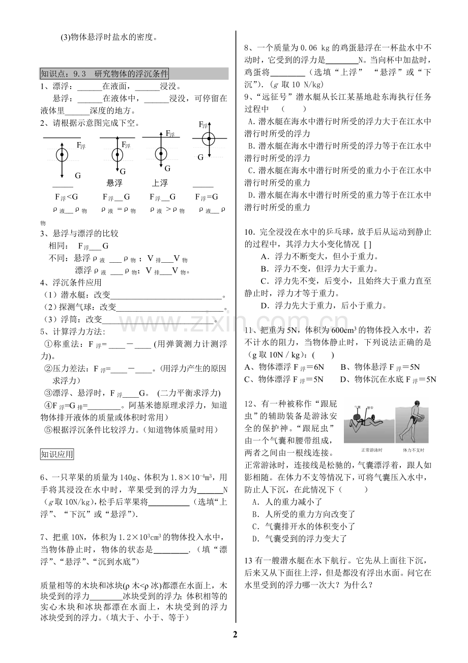 物理中考复习第九章浮力与升力.doc_第2页