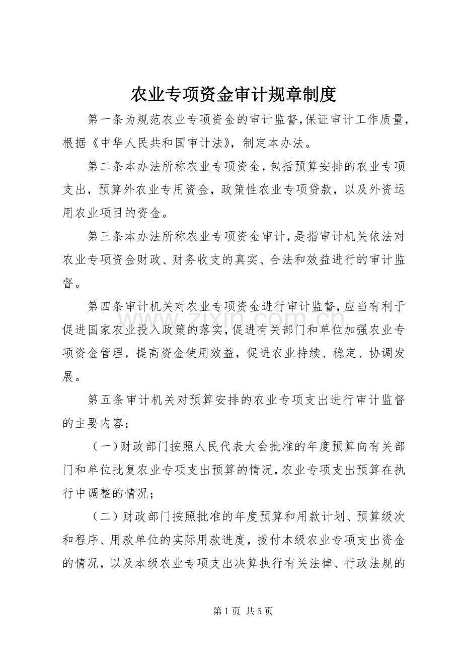 农业专项资金审计规章规章制度.docx_第1页