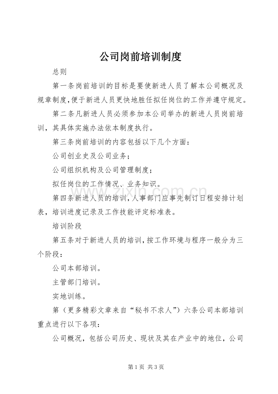 公司岗前培训规章制度细则.docx_第1页
