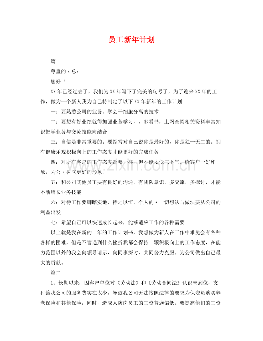 员工新年计划 .docx_第1页