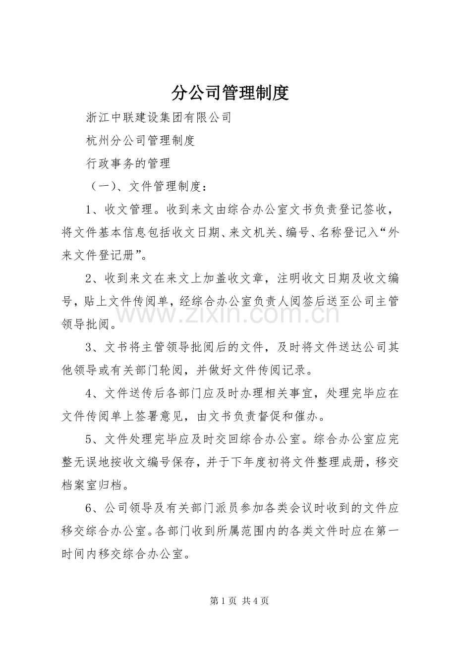 分公司管理规章制度 .docx_第1页