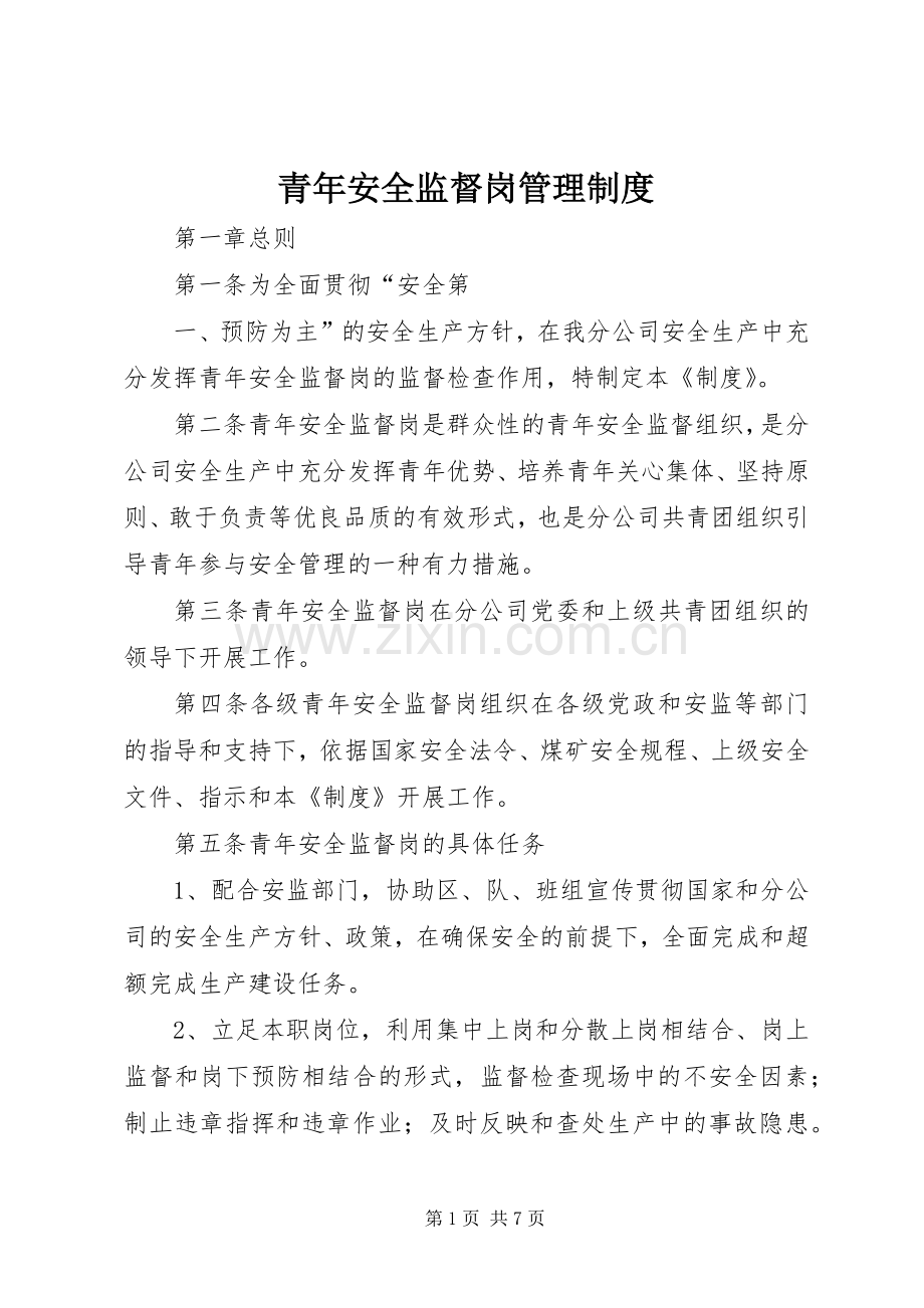 青年安全监督岗管理规章制度.docx_第1页