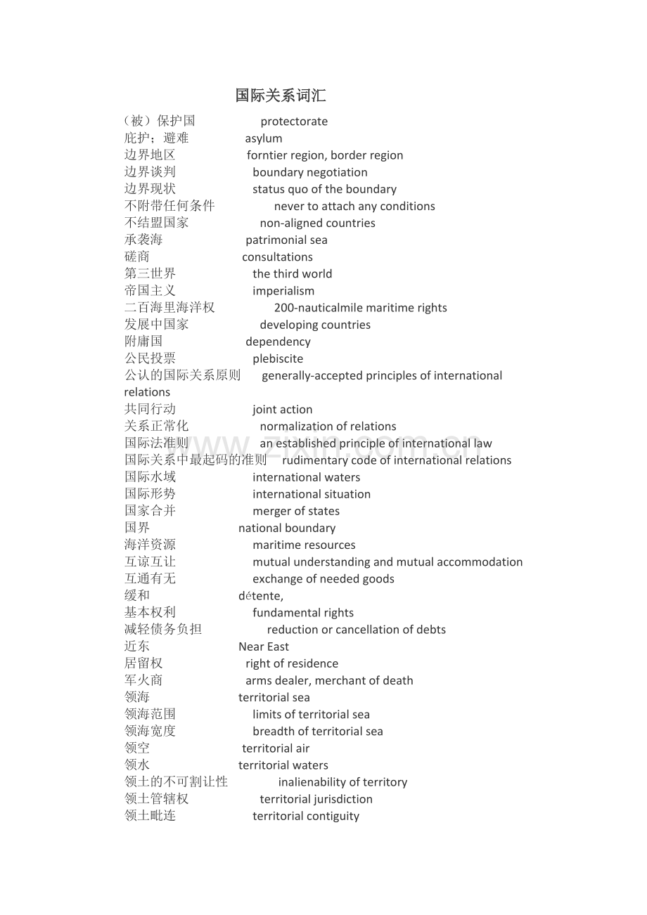 国际关系词汇.doc_第1页