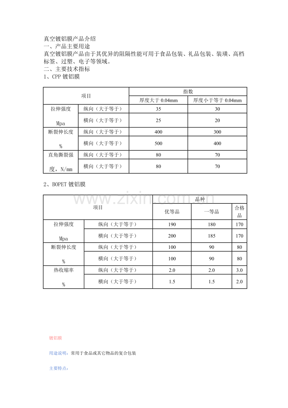 真空镀铝膜产品介绍.doc_第1页