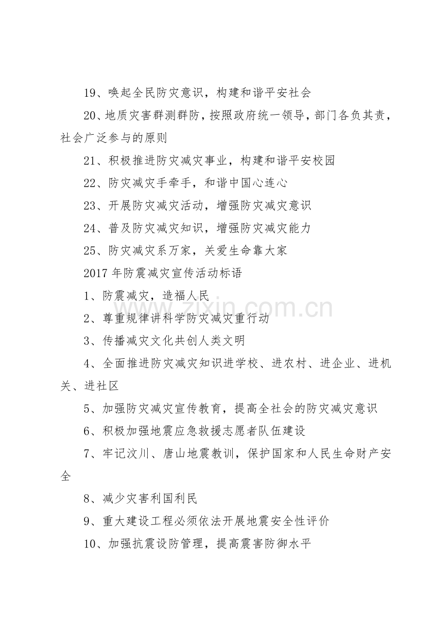 XX年防震减灾宣传活动标语大全.docx_第2页