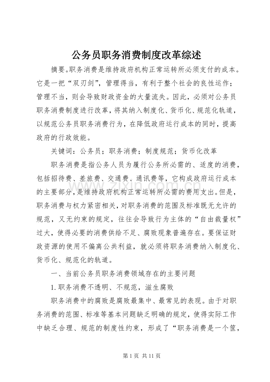公务员职务消费规章制度改革综述.docx_第1页