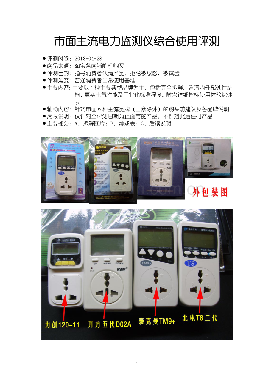 市面主流电力监测仪综合使用评测.doc_第1页