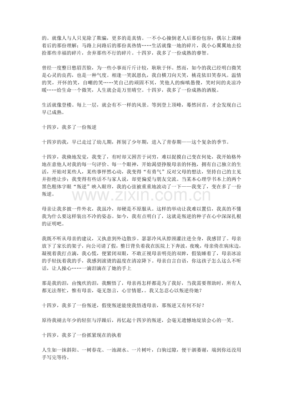十四岁,我多了一份——.doc_第2页