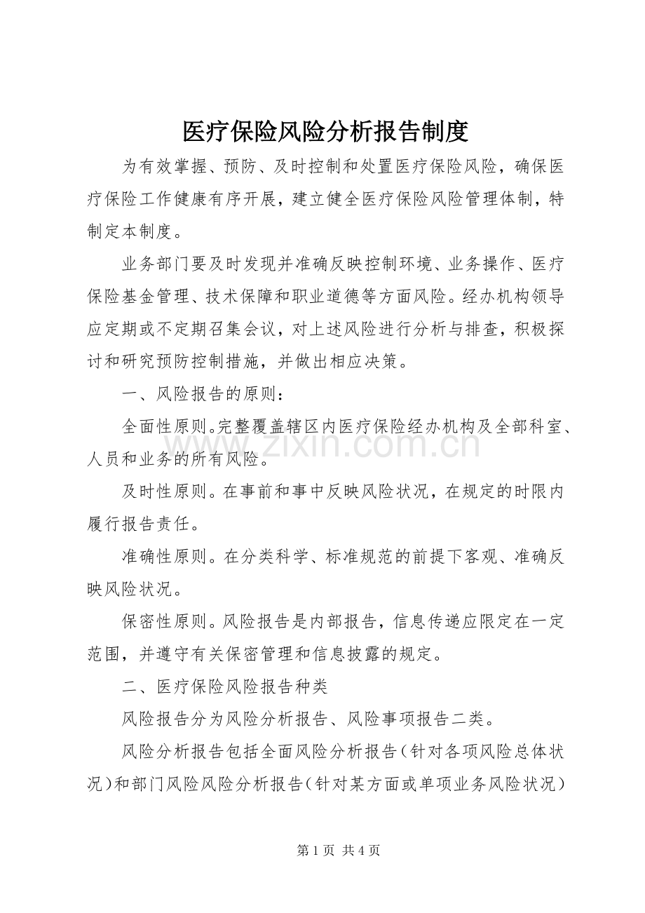 医疗保险风险分析报告规章制度.docx_第1页