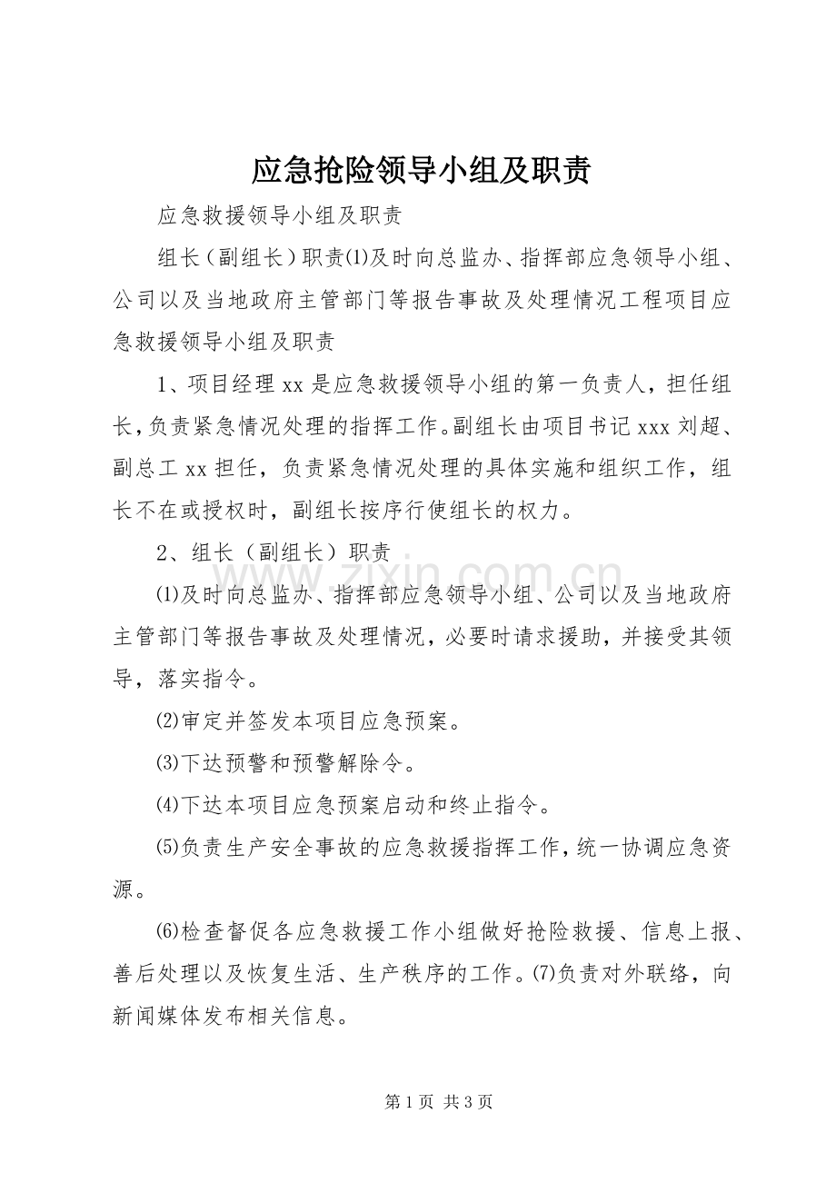 应急抢险领导小组及职责要求.docx_第1页