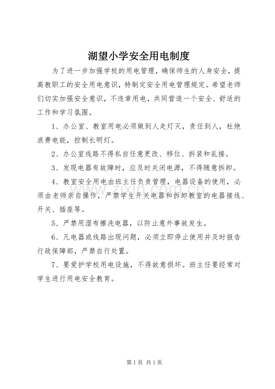 湖望小学安全用电规章制度.docx_第1页