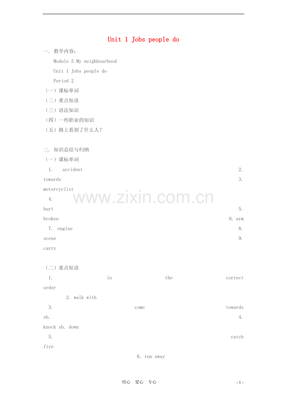 七年级英语上册-Module-5-Unit-1-《Jobs-people-do》-Period-2重难点解析--上海牛津版.doc_第1页