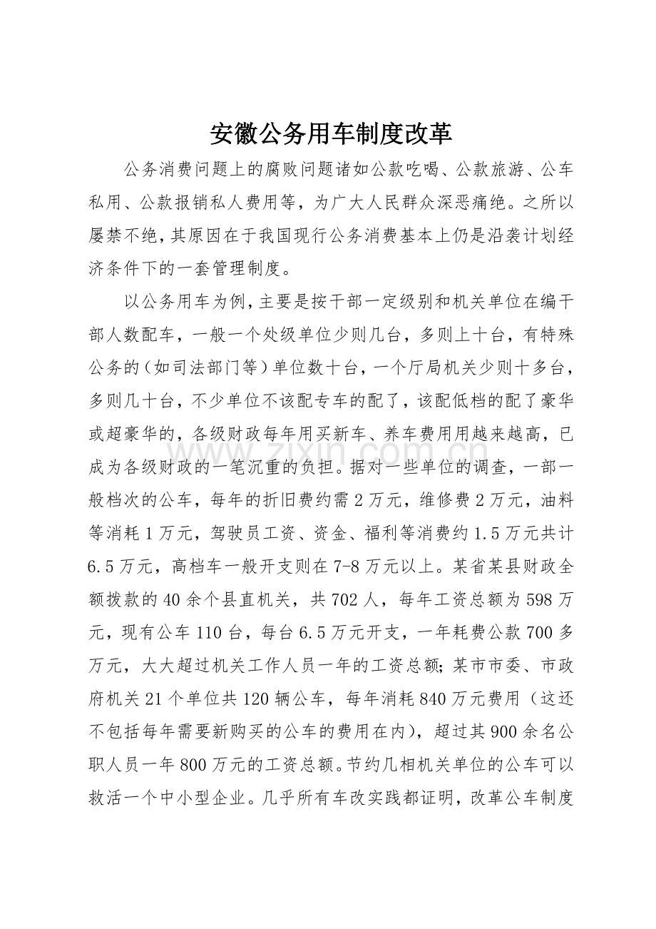 安徽公务用车规章制度细则改革.docx_第1页