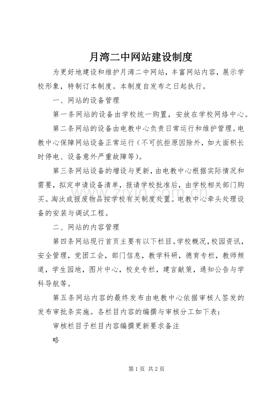 月湾二中网站建设规章制度.docx_第1页