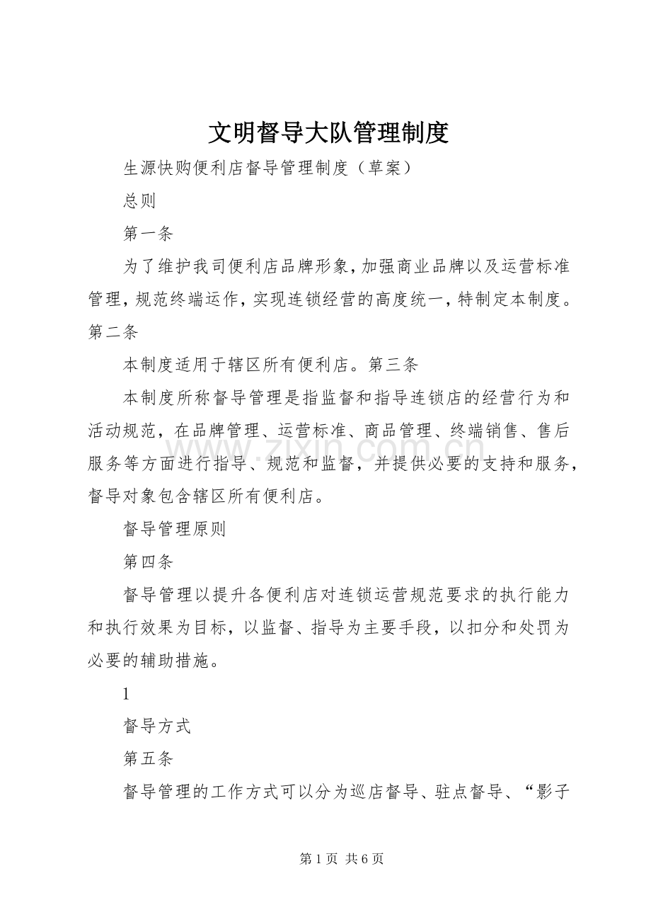 文明督导大队管理规章制度细则.docx_第1页