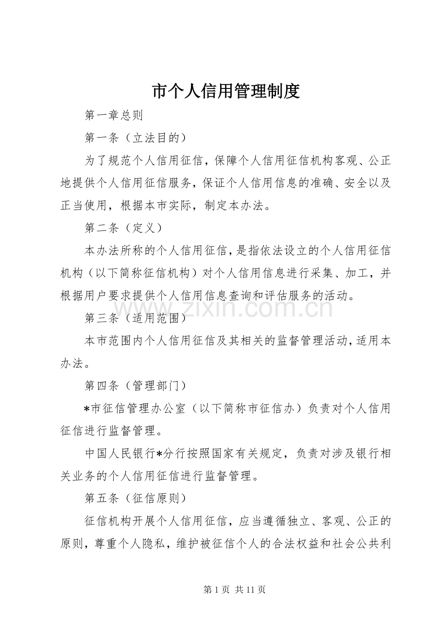 市个人信用管理规章制度.docx_第1页