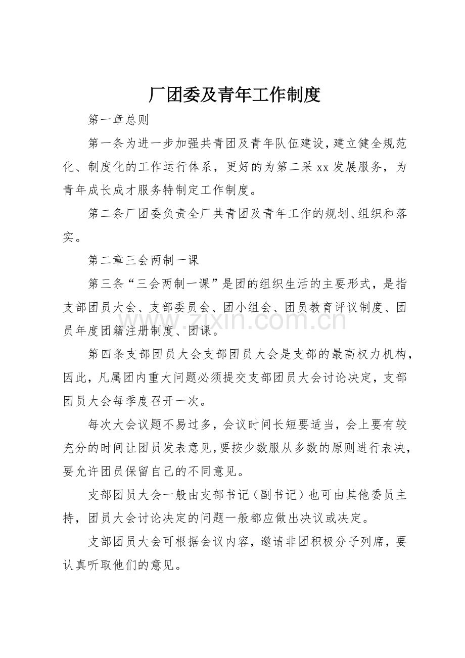厂团委及青年工作管理规章制度.docx_第1页