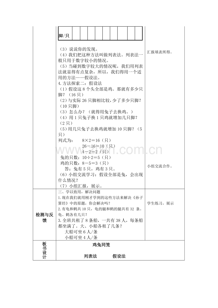 人教2011版小学数学四年级数学广角鸡兔同笼-(2).doc_第2页
