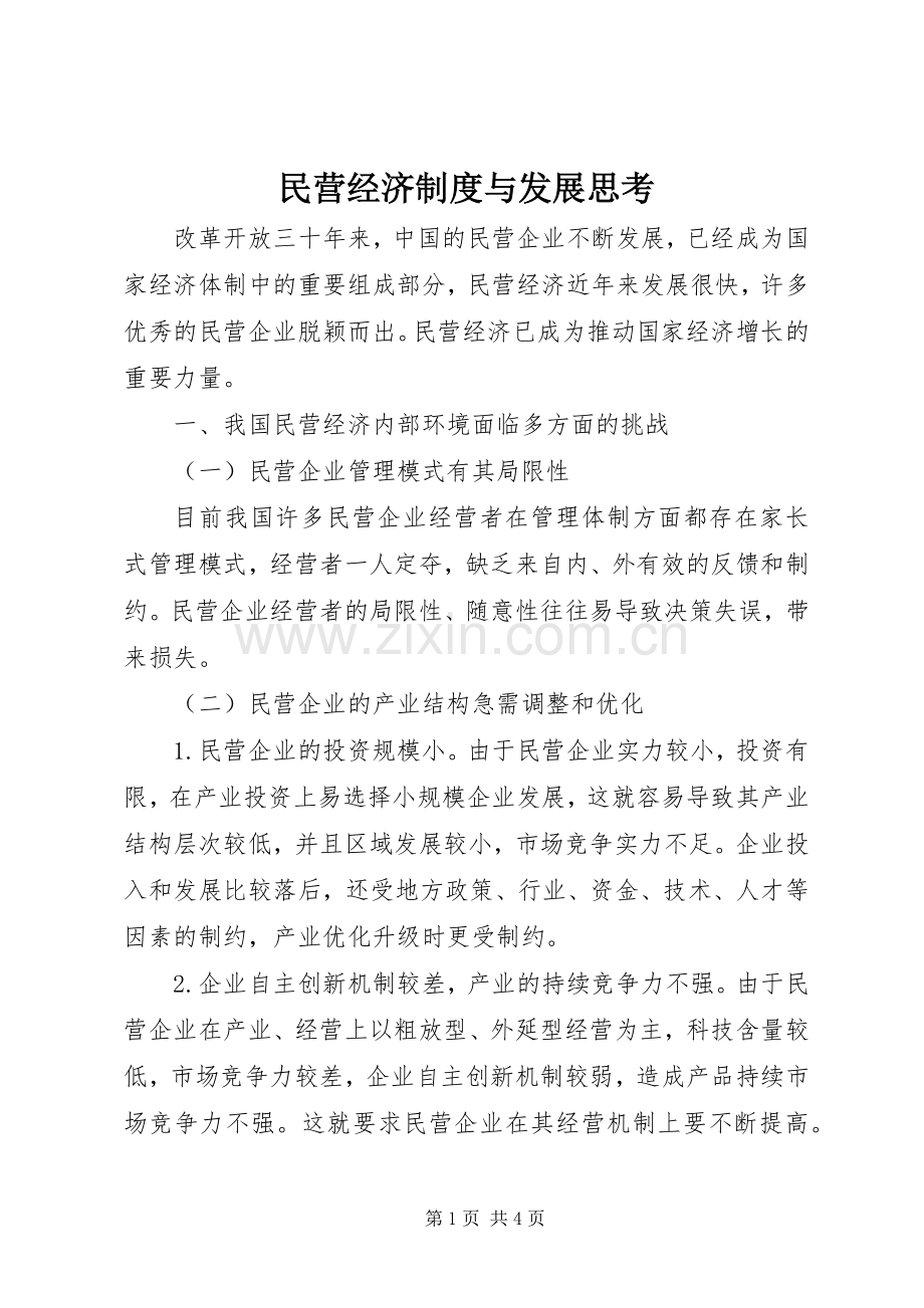 民营经济规章制度与发展思考.docx_第1页