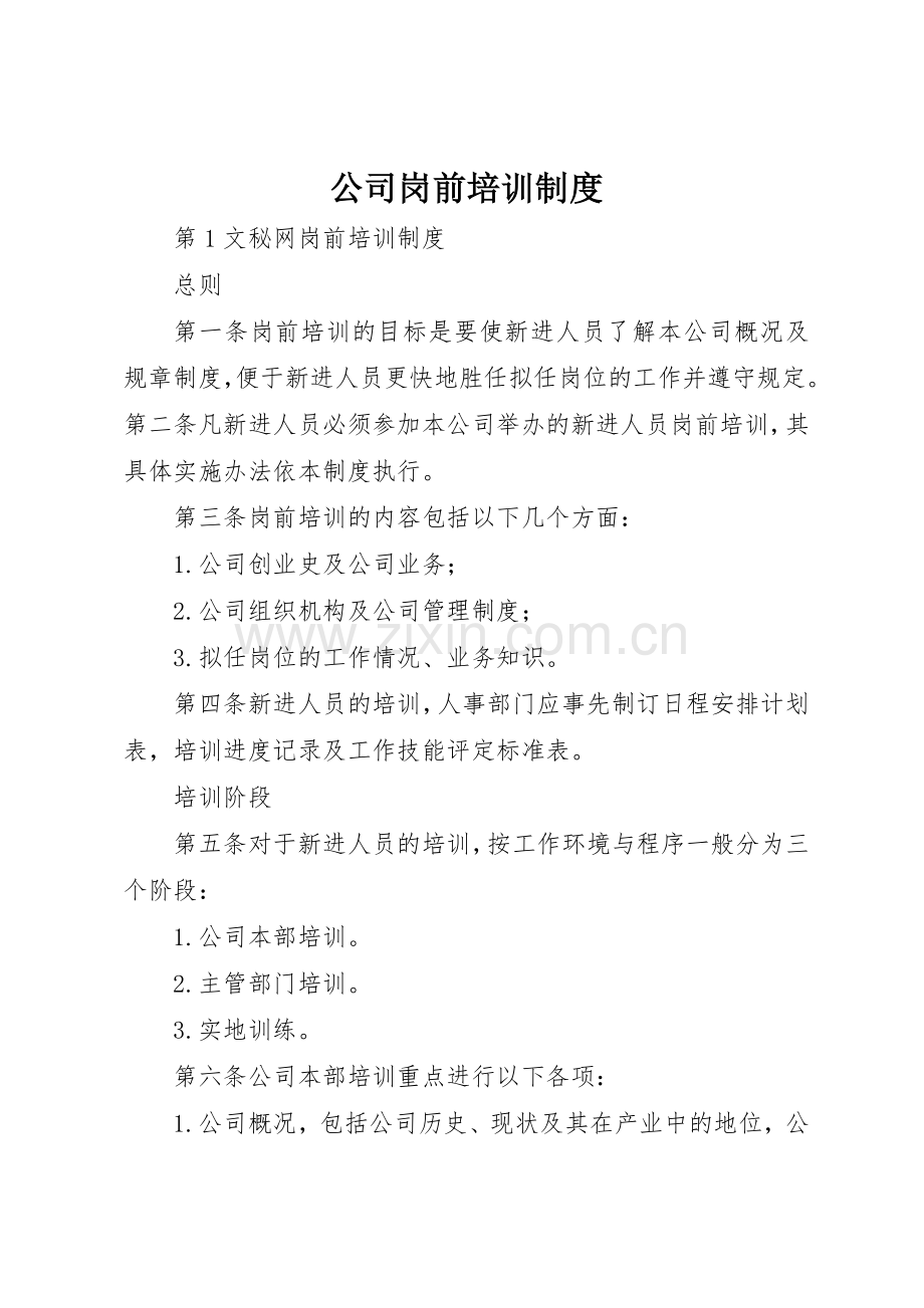 公司岗前培训规章制度管理.docx_第1页