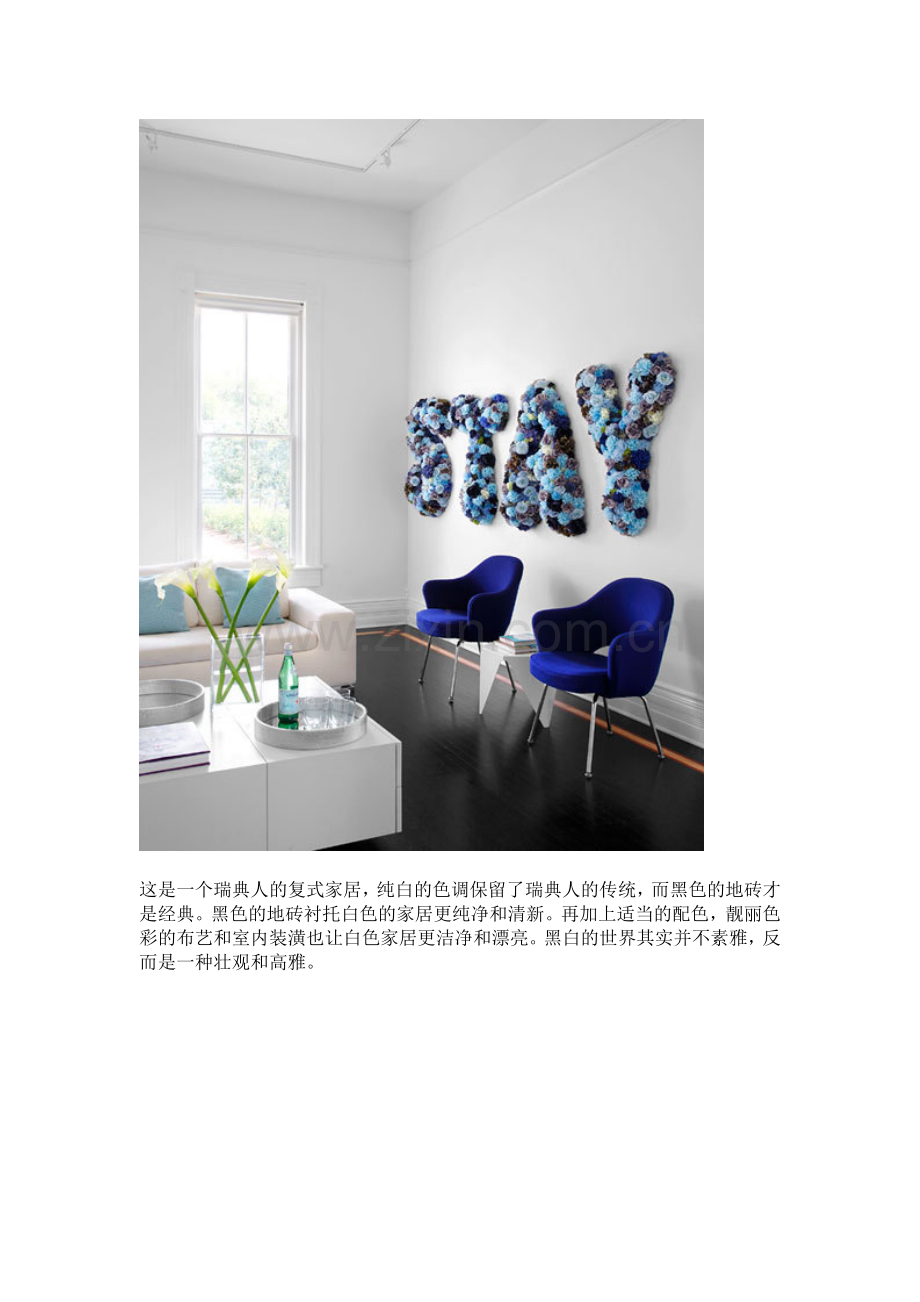 黑白家居巧装潢不显素雅更显美丽两室一厅装修图.doc_第1页