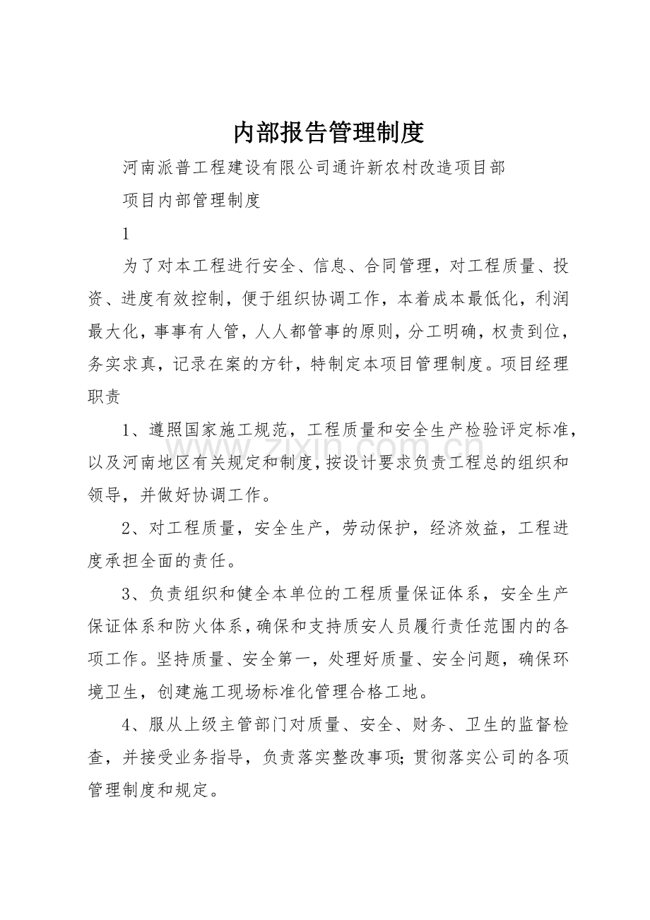 内部报告管理规章制度细则.docx_第1页