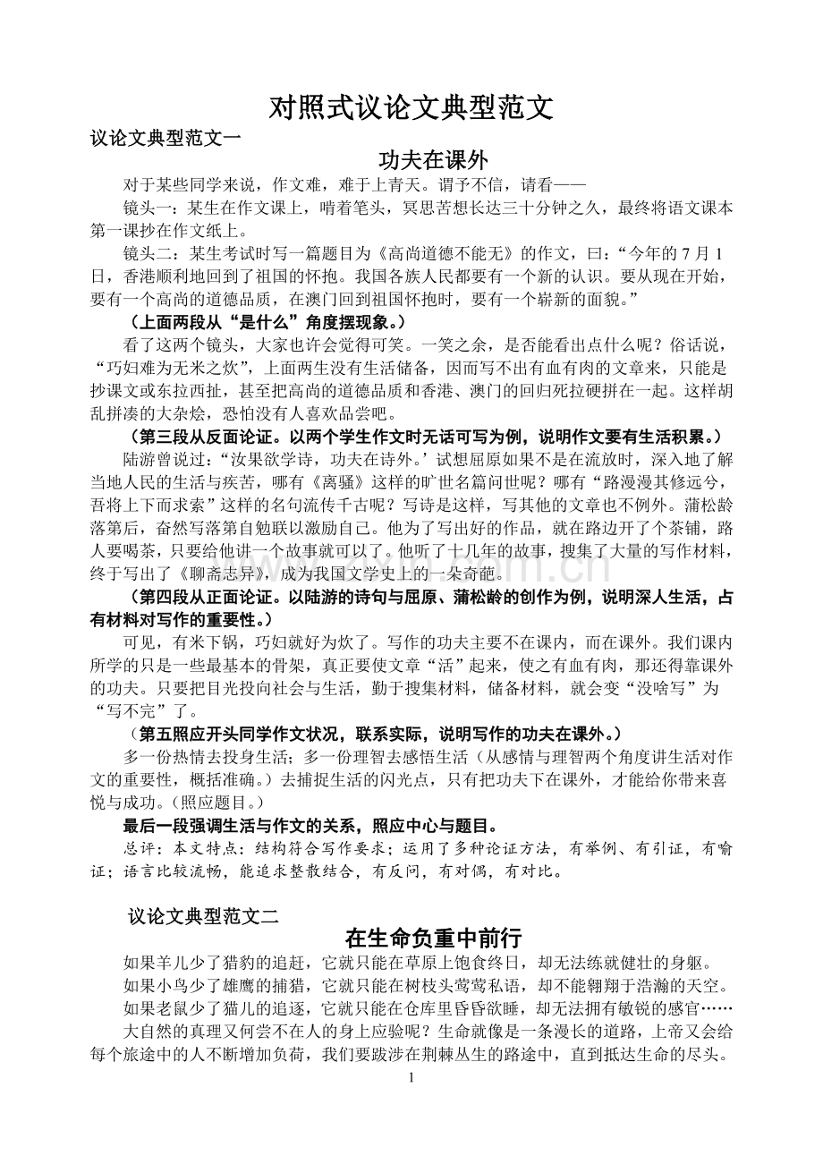 议论文典型范文-功夫在课外等资料.doc_第1页