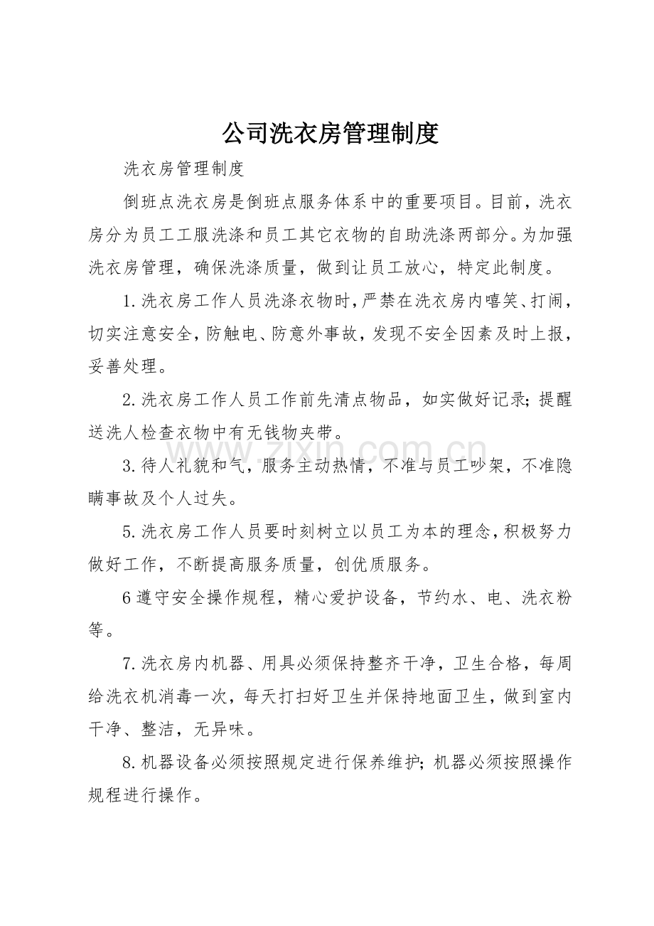公司洗衣房管理管理规章制度.docx_第1页
